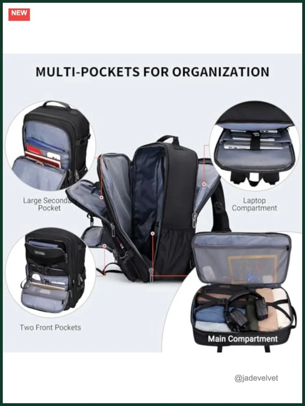 45L Convertible Travel Backpack 3 in 1 Laptop Carry-On Nylon Hiking